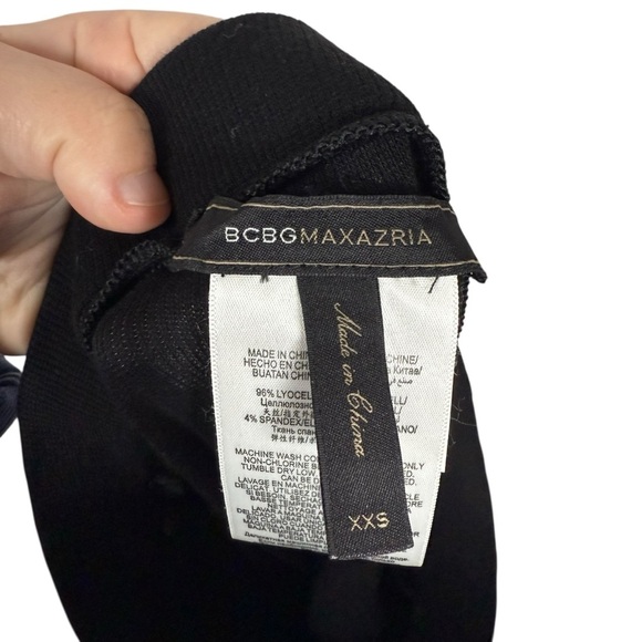 BCBGMaxazria Mercer Jersey Ribbed Asymmetrical Wrap Skirt Black XXS - Picture 7 of 9